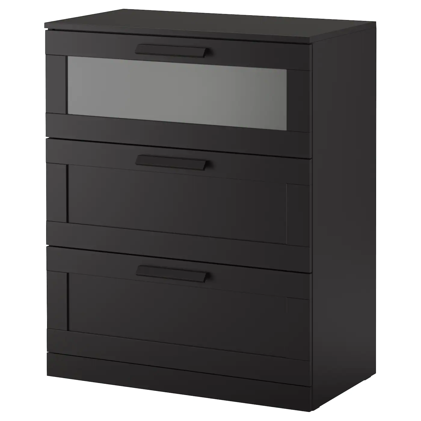Hot Sale 🧨 IKEA BRIMNES 3drawer Chest Black/frosted Glass 30 3/4x37 3/8 " 🔔