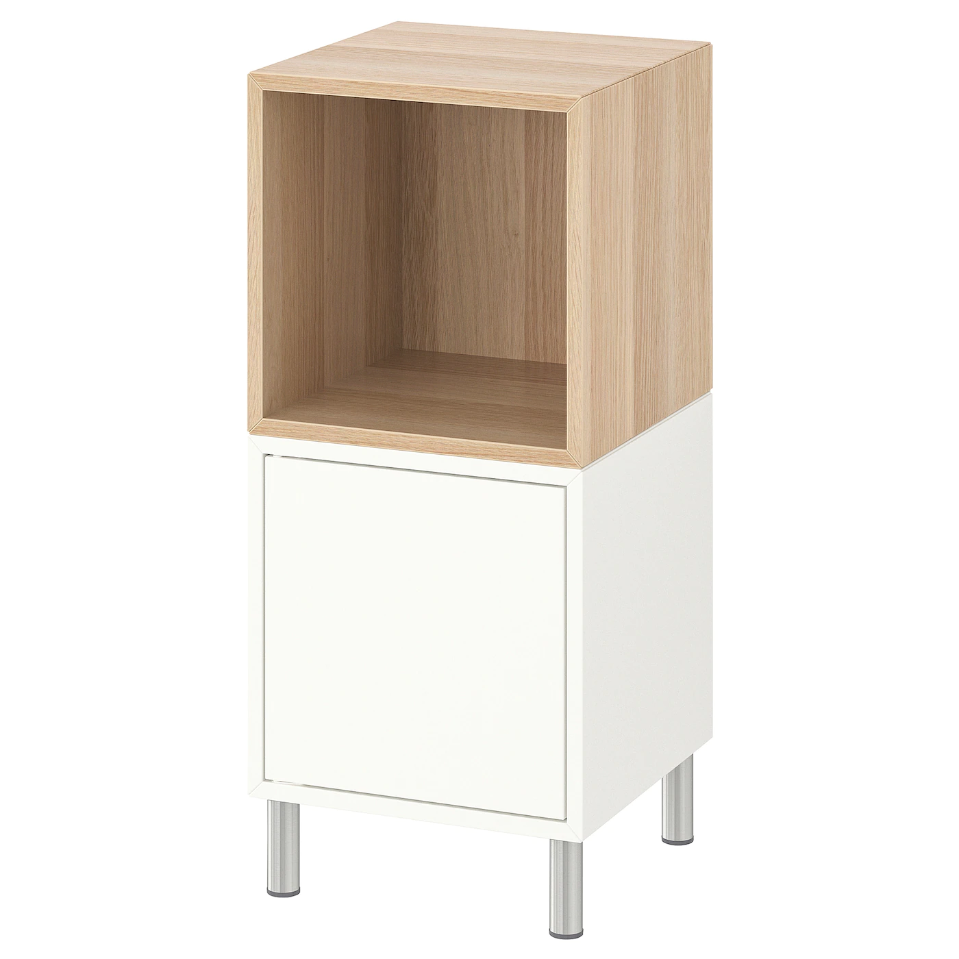 Best Sale 😀 IKEA EKET Storage Combination With Legs White/white Stained Oak Effect 13 3/4x13 3/4x31 1/2 " Dark Gray/light Gray ⌛