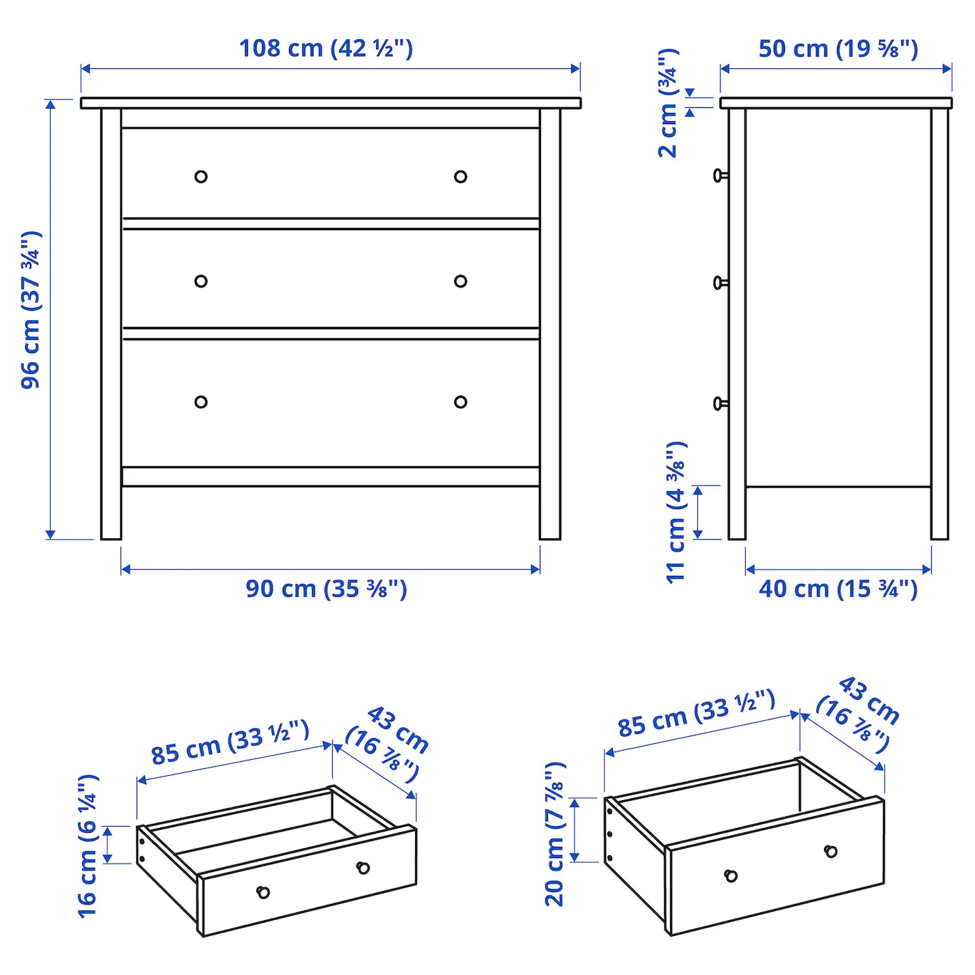 Cheap ⭐ IKEA HEMNES 3drawer Chest White Stain 42 1/2x37 3/4 " 🌟 8 Cheap ⭐ IKEA HEMNES 3drawer Chest White Stain 42 1/2x37 3/4 " 🌟 - Image 8