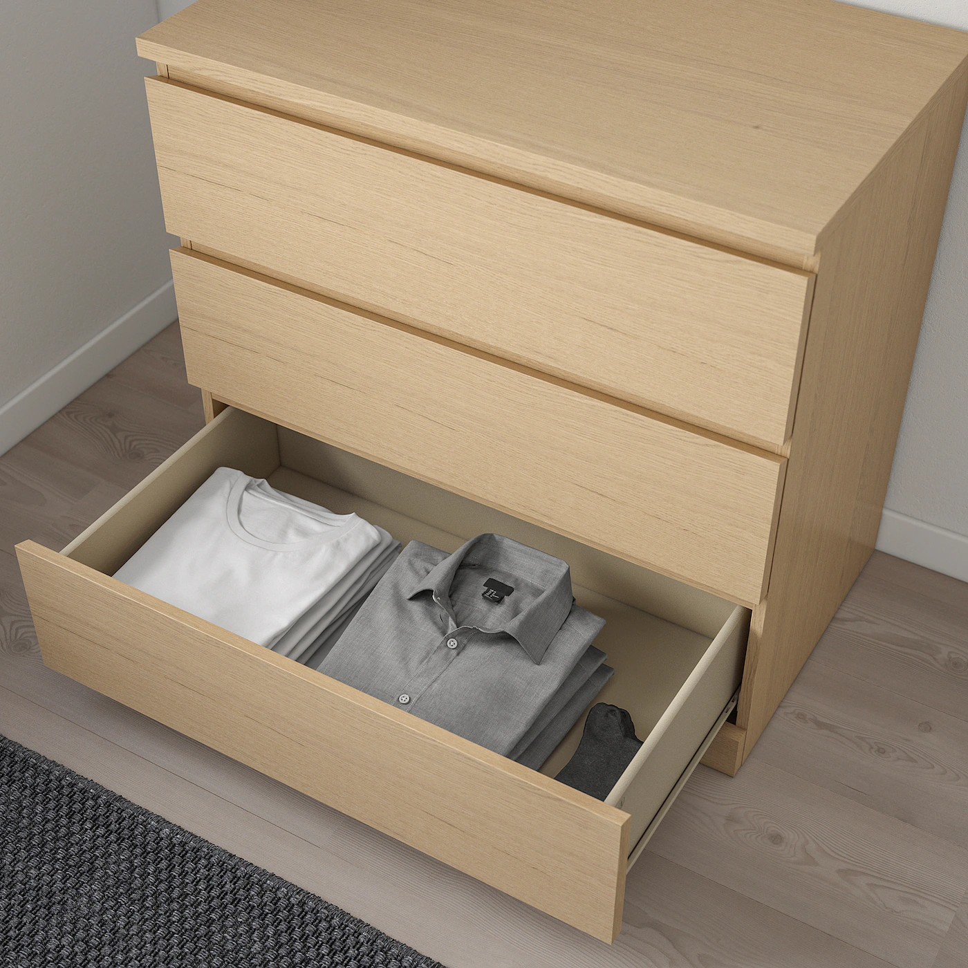 Deals 😍 IKEA MALM 3drawer Chest White Stained Oak Veneer 31 1/2x30 3/4 " 🌟 5 Deals 😍 IKEA MALM 3drawer Chest White Stained Oak Veneer 31 1/2x30 3/4 " 🌟 - Image 5