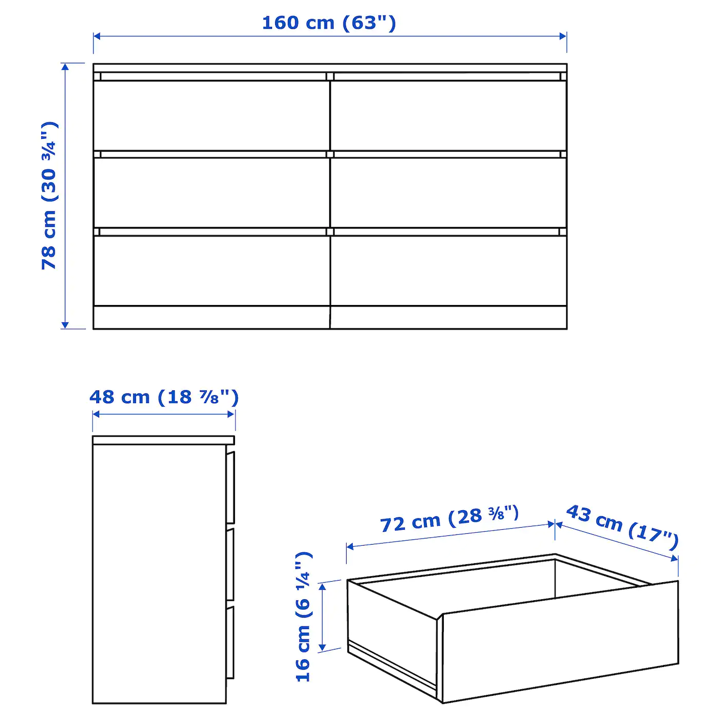 Top 10 ๐ IKEA MALM 6drawer ๐ Dresser White Stained Oak Veneer 63x30 3/4 " ๐ฏ 5 Top 10 ๐ IKEA MALM 6drawer ๐ Dresser White Stained Oak Veneer 63x30 3/4 " ๐ฏ - Image 5